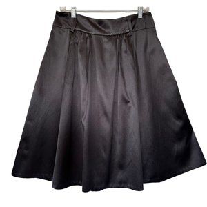 Banana Republic Silk Blend A Line Midi Cocktail Party Skirt Black Size 8